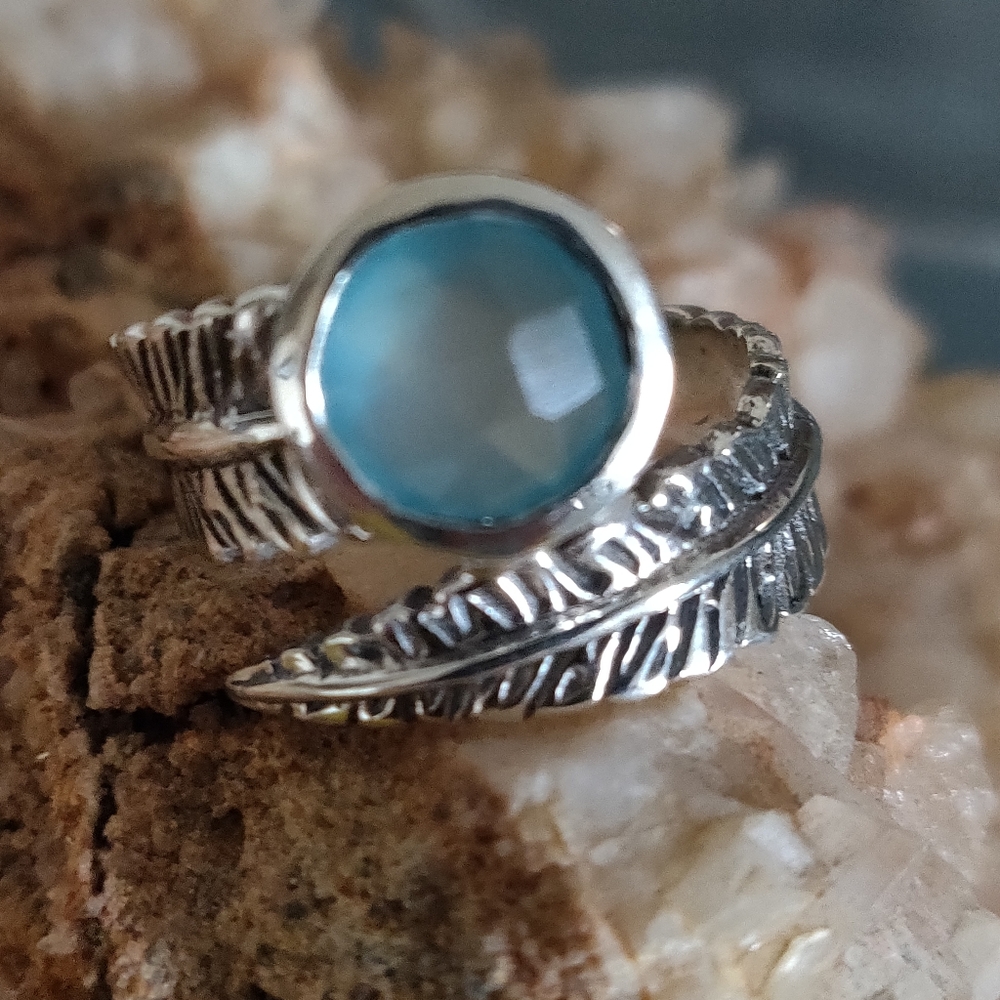 Aqua Chalcedony Sterling Silver Ring - image 1